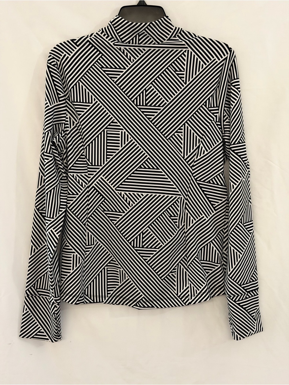 Tommy Bahama Black and White Geometric Stripe Long Sleeve Top - Picture 2 of 5